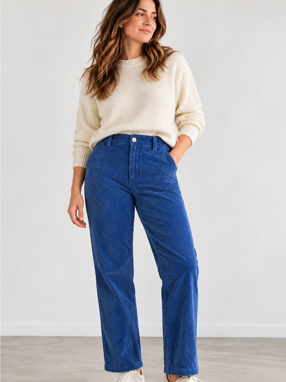 Trademark Blue Corduroy Straight Leg Pants Size 4 Vintage Y2K